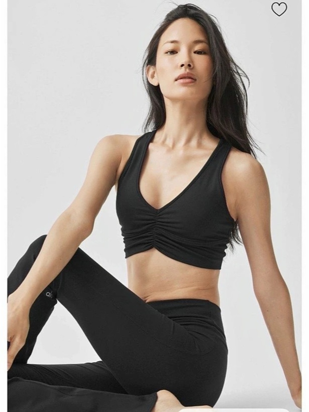 Alo Wild Thing Bra Ruched Athletic Crop Top in Black Like New